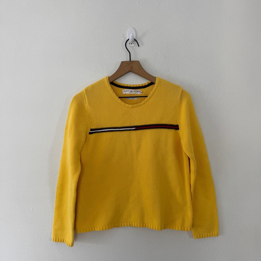 Tommy Hilfiger Vintage Women's 100% Yellow Crew Neck Pullover Size Medium